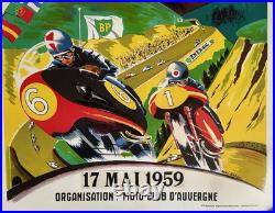 Affiche ancienne, moto, affiche originale, affiche, original Motocycle/Auvergne