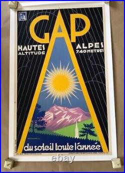 Affiche ancienne/original/ vintage lithographie entoilé1932 PLM Gap Hautes Alpes