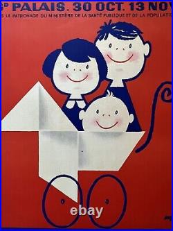Affiche ancienne originale 13ème Salon de l'enfance 1958 SEGUIN