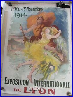 Affiche ancienne, originale, 1914-1920, Exposition Internationale de LYON 1914
