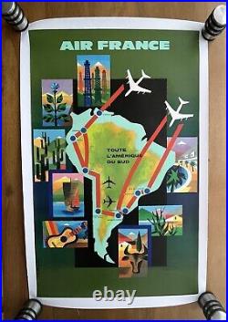 Affiche ancienne originale AIR FRANCE AFRIQUE DU SUD 1965 NATHAN