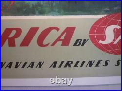 Affiche ancienne originale Africa SAS airline aviation entoilée Otto Nielsen