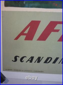 Affiche ancienne originale Africa SAS airline aviation entoilée Otto Nielsen