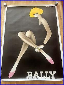 Affiche ancienne originale BALLY BLONDE 1982 VILLEMOT