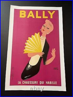 Affiche ancienne originale Bally Femme 1952 Hervé MORVAN