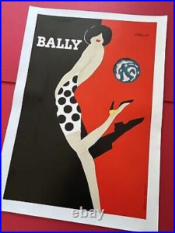 Affiche ancienne originale Bally kick 1988 VILLEMOT