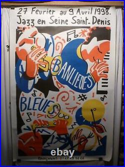 Affiche ancienne originale Boisrond Banlieues bleues Seine st Denis 1998 rare