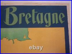 Affiche ancienne originale Bretagne chemin de fer duchesse Anne entoilée 1935