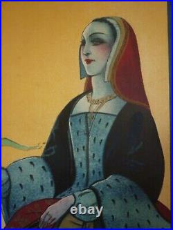 Affiche ancienne originale Bretagne chemin de fer duchesse Anne entoilée 1935