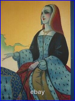 Affiche ancienne originale Bretagne chemin de fer duchesse Anne entoilée 1935