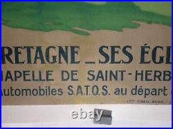 Affiche ancienne originale Bretagne chemin de fer entoilée Alo 1930