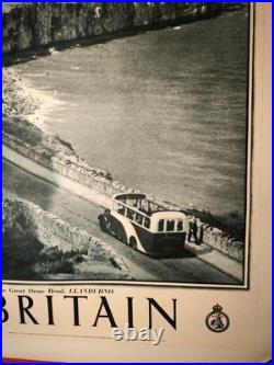 Affiche ancienne originale Britain North Wales vers 1950 entoilée