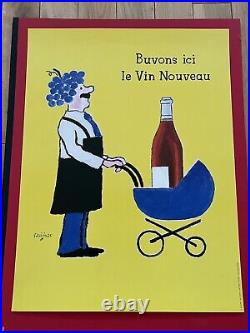 Affiche ancienne originale Buvons le vin nouveau 1993 SAVIGNAC