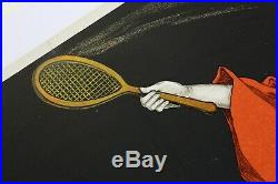 Affiche ancienne originale COGNAC SAUVION 1925 STALL pierrot perroquet tennis