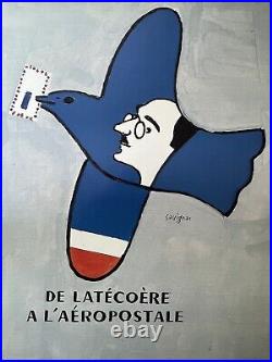 Affiche ancienne originale De Latécoère à L'Aeropostale 1998 SAVIGNAC