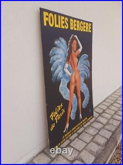 Affiche ancienne originale Des Folies Bergère 144x100 cm circa 1974 ASLAN pin up