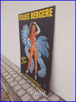 Affiche ancienne originale Des Folies Bergère 144x100 cm circa 1974 ASLAN pin up