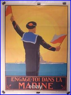 Affiche ancienne originale Engage toi dans la Marine WW 2 Paul Igert 1941