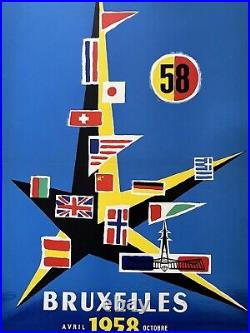 Affiche ancienne originale Exposition universelle 1958 Villemot