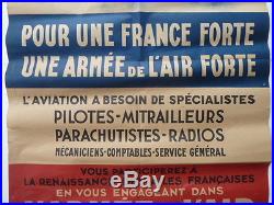 Affiche ancienne originale FRANCE FORTE ARMEE de L'AIR FORTE avion aviation