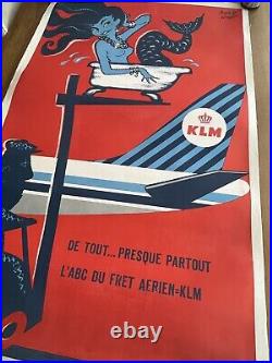 Affiche ancienne originale KLM Royal Dutch airlines Mitchell Wright