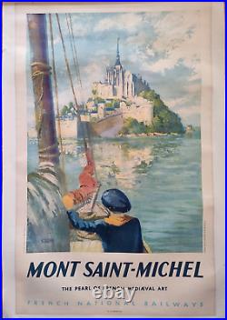 Affiche ancienne originale -Mont saint-michel SNCF 1947 entoilée