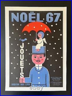 Affiche ancienne originale NOËL 1967 PEYNET