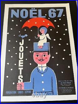 Affiche ancienne originale NOËL 1967 PEYNET