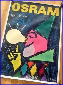 Affiche ancienne originale OSRAM 1955 DONALD BRUN