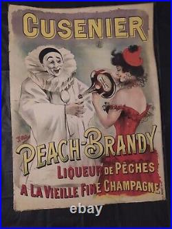 Affiche ancienne originale PICHOT PARIS CUSENIER PEACH-BRANDY dessinateur PAL