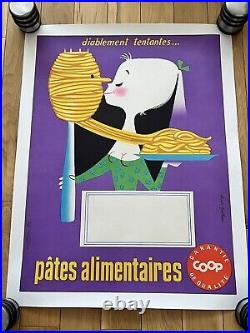 Affiche ancienne originale Pâtes alimentaires COOP 1955 ALAIN GAUTHIER