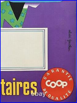 Affiche ancienne originale Pâtes alimentaires COOP 1955 ALAIN GAUTHIER