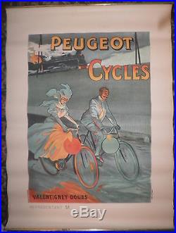 Affiche ancienne originale Peugeot Cycles