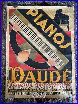 Affiche ancienne originale Pianos Daudé
