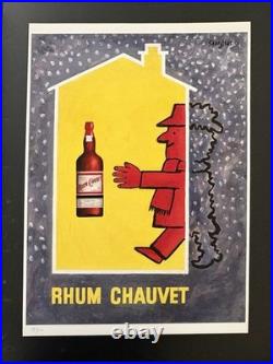 Affiche ancienne originale RHUM CHAUVET SAVIGNAC