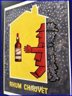 Affiche ancienne originale RHUM CHAUVET SAVIGNAC