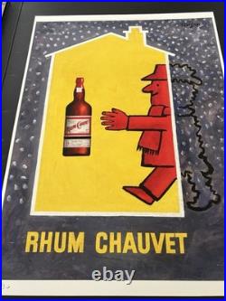 Affiche ancienne originale RHUM CHAUVET SAVIGNAC