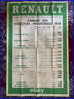Affiche ancienne originale Renault 1936