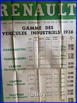 Affiche ancienne originale Renault 1936