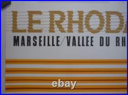 Affiche ancienne originale SNCF Foré le Rhodanien Marseille Lyon Paris TEE 1971
