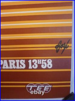 Affiche ancienne originale SNCF Foré le Rhodanien Marseille Lyon Paris TEE 1971