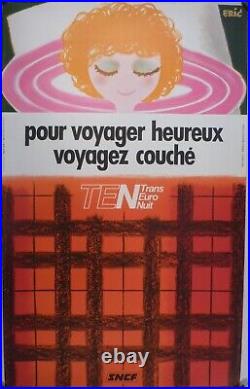 Affiche ancienne originale SNCF voyager heureux 1976