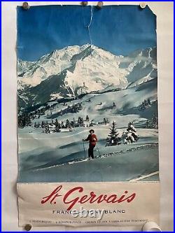 Affiche ancienne originale Saint-Gervais Mont Blanc 1956