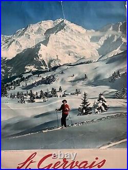 Affiche ancienne originale Saint-Gervais Mont Blanc 1956