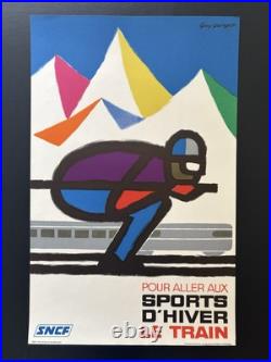 Affiche ancienne originale Sports d'hiver Guy GEORGET 1970
