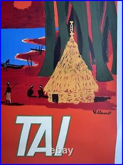 Affiche ancienne originale TAI NOUVELLE CALEDONIE 1958 VILLEMOT