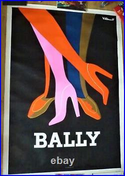 Affiche ancienne originale Villemot Bally 1979 entoilée
