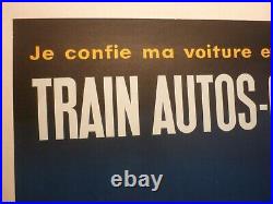 Affiche ancienne originale Villemot SNCF trains entoilée 1964 grand format