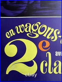 Affiche ancienne originale Wagons-lits 2eme classe 1970 BÉNARD