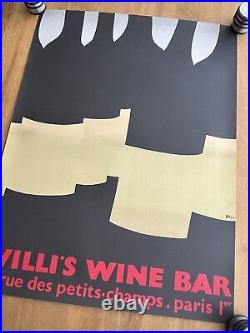 Affiche ancienne originale Willi's Wine Bar 1984 A. BALI